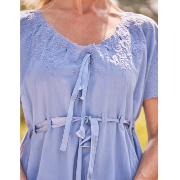 April Cornell Ribbon Nighty Nightgown Size Small Like New Cottagecore Embroidery - Picture 2 of 13